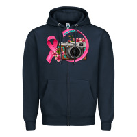 Navy floral cancer ribbon vintage camera Zipper Hoodie - FaDigitalArtStudio