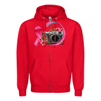 Red floral cancer ribbon vintage camera Zipper Hoodie - FaDigitalArtStudio