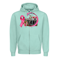 Seafoam floral cancer ribbon vintage camera Zipper Hoodie - FaDigitalArtStudio