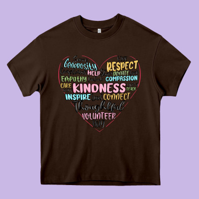 Kindness Heart Heavy Core Tee Designed By Maliassmallbusiness