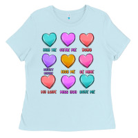 Baby Blue valentine's day candy hearts Ladies Tee - MaliasSmallBusiness