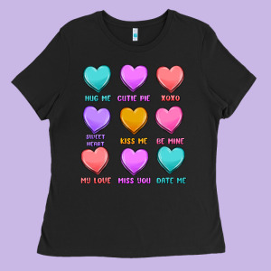 Valentine's Day Candy Hearts Ladies Tee Designed By Maliassmallbusiness