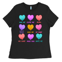 Black valentine's day candy hearts Ladies Tee - MaliasSmallBusiness