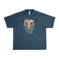 Midnight Navy Western Aztec Bull Skull Urban Heavy Tee - Bettercallsaul