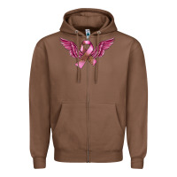 Chestnut Breast Cancer ribbon with angel wings Zipper Hoodie - FaDigitalArtStudio