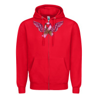 Red Breast Cancer ribbon with angel wings Zipper Hoodie - FaDigitalArtStudio