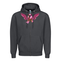 Smoke Breast Cancer ribbon with angel wings Zipper Hoodie - FaDigitalArtStudio