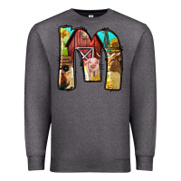 Charcoal Heather farm life alphabet lowercase letters m Premium Sweatshirt - BundleAndBundleShop