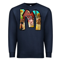 Navy farm life alphabet lowercase letters m Premium Sweatshirt - BundleAndBundleShop