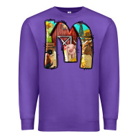 Purple farm life alphabet lowercase letters m Premium Sweatshirt - BundleAndBundleShop