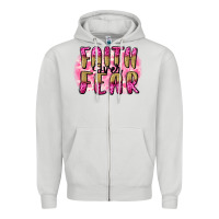 Dove Grey Faith over fear  Breast Cancer Awareness Zipper Hoodie - FaDigitalArtStudio