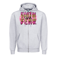 Heather Grey Faith over fear  Breast Cancer Awareness Zipper Hoodie - FaDigitalArtStudio