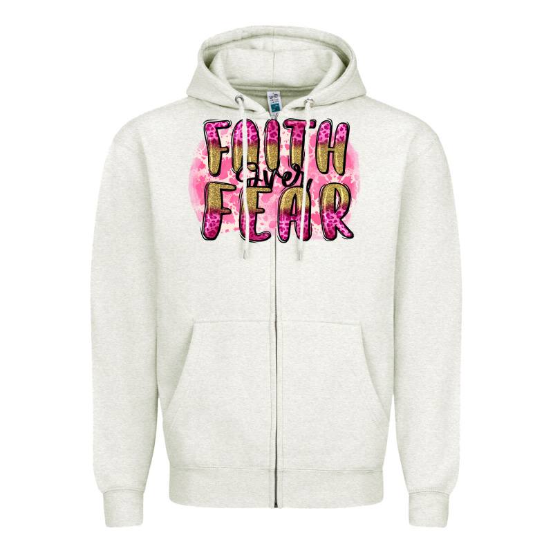 Faith Over Fear  Breast Cancer Awareness Zipper Hoodie by FaDigitalArtStudio | Teevron