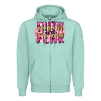 Seafoam Faith over fear  Breast Cancer Awareness Zipper Hoodie - FaDigitalArtStudio