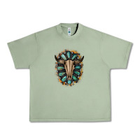 Oil Green Western Gemstone Bull Skull Urban Heavy Tee - Bettercallsaul