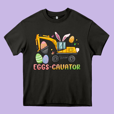 Eggs Cavator Easter Heavy Core Tee Designed By Maliassmallbusiness