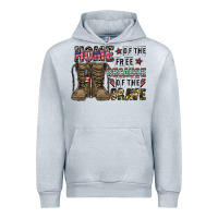 Heather Grey home of the free beacause of the brave Urban Hoodie - CowhideDigitalArt