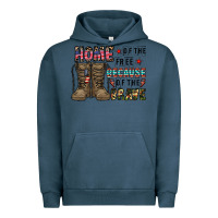 Pigment Midnight Navy home of the free beacause of the brave Urban Hoodie - CowhideDigitalArt