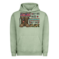 Pigment Oil Green home of the free beacause of the brave Urban Hoodie - CowhideDigitalArt