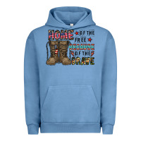 Pigment Pebble Blue home of the free beacause of the brave Urban Hoodie - CowhideDigitalArt
