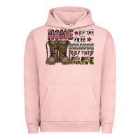 Pigment Salmon home of the free beacause of the brave Urban Hoodie - CowhideDigitalArt