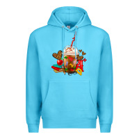 Ocean Blue teacher frappe coffee Premium Hoodie - FaDigitalArtStudio
