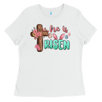 White he is risen Ladies Tee - MaliasSmallBusiness