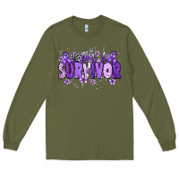 Army Green I am a survivor purple ribbon Long Sleeve Tee - NancyCooperArtShop