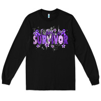 Black I am a survivor purple ribbon Long Sleeve Tee - NancyCooperArtShop
