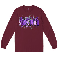 Burgundy I am a survivor purple ribbon Long Sleeve Tee - NancyCooperArtShop