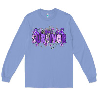 Colony Blue I am a survivor purple ribbon Long Sleeve Tee - NancyCooperArtShop