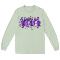Matcha I am a survivor purple ribbon Long Sleeve Tee - NancyCooperArtShop
