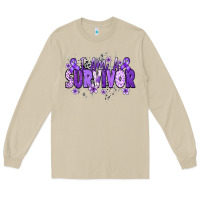 Mushroom I am a survivor purple ribbon Long Sleeve Tee - NancyCooperArtShop