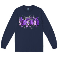 Navy I am a survivor purple ribbon Long Sleeve Tee - NancyCooperArtShop