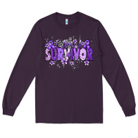Plum I am a survivor purple ribbon Long Sleeve Tee - NancyCooperArtShop
