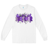 White I am a survivor purple ribbon Long Sleeve Tee - NancyCooperArtShop