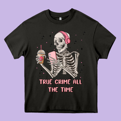 True Crime All The Time Heavy Core Tee Designed By Maliassmallbusiness