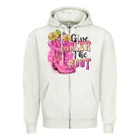 Oatmeal Heather give cancer the boot Zipper Hoodie - FaDigitalArtStudio
