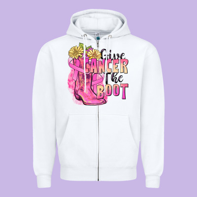 Give Cancer The Boot Zipper Hoodie Designed By Fadigitalartstudio