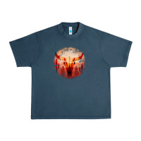 Midnight Navy Western Cowboy Sunset Bull Skull Urban Heavy Tee - Bettercallsaul