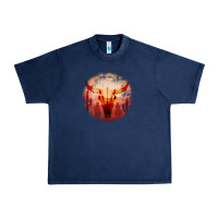 Navy Western Cowboy Sunset Bull Skull Urban Heavy Tee - Bettercallsaul