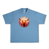 Pebble Blue Western Cowboy Sunset Bull Skull Urban Heavy Tee - Bettercallsaul