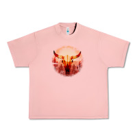 Salmon Western Cowboy Sunset Bull Skull Urban Heavy Tee - Bettercallsaul