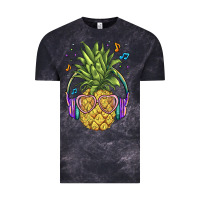 Cloud Black pineapple with headphone Vintage Tee - BarkalooDesign