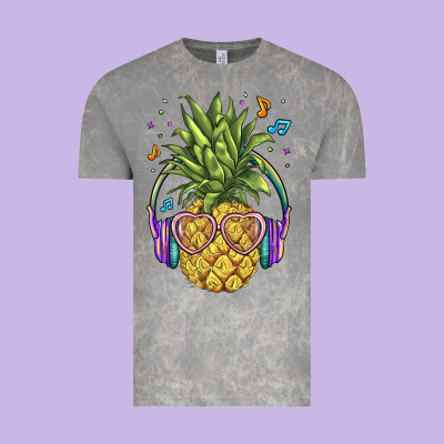 Pineapple With Headphone Vintage Tee Designed By Barkaloodesign