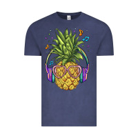 Vintage Denim pineapple with headphone Vintage Tee - BarkalooDesign
