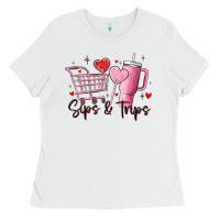 White sips & trips target inspired stanley Ladies Tee - MaliasSmallBusiness