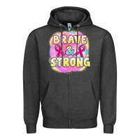 Charcoal Heather brave and strong cancer Zipper Hoodie - FaDigitalArtStudio