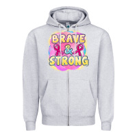 Heather Grey brave and strong cancer Zipper Hoodie - FaDigitalArtStudio