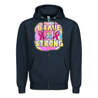 Navy brave and strong cancer Zipper Hoodie - FaDigitalArtStudio